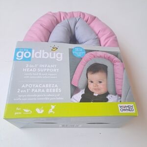 On The Goldbug 2-in-1 Infant‎ Head & Neck Support Pink Carseat, Stroller NIB